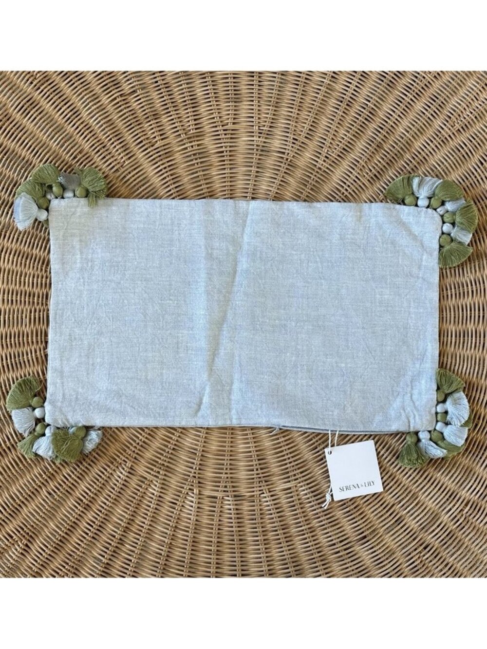 NEW Serena & Lily Cayucos Linen Pillow Cover (12”x21”)-Sky Blue/Multi
